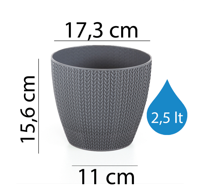  Горшок для цветов SUMELA 2,5 л, антрацит (20-SML301102-200100) - фото № 2