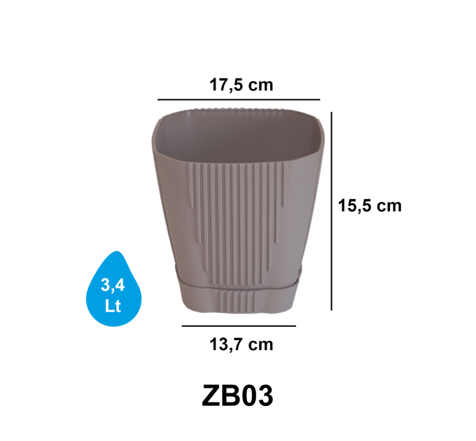 Вазон д/квітів ZAMBAK 3,4 л.,мокко (20-ZB0301214-200100) - фото № 4