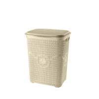 Корзина для білизни з кришкою ASUDE Plastik Вязка 65л, бежевий (ASD040-беж)