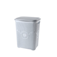 Корзина для білизни з кришкою ASUDE Plastik Вязка 65л, білий (ASD040-біл)