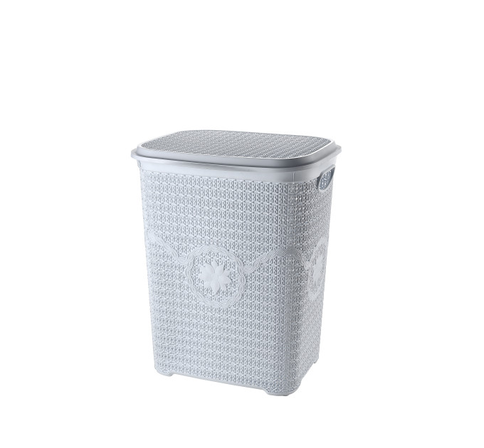 Корзина для білизни з кришкою ASUDE Plastik Вязка 65л, білий (ASD040-біл) - фото № 1