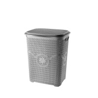 Корзина для білизни з кришкою ASUDE Plastik Вязка 65л, сірий (ASD040-сір)