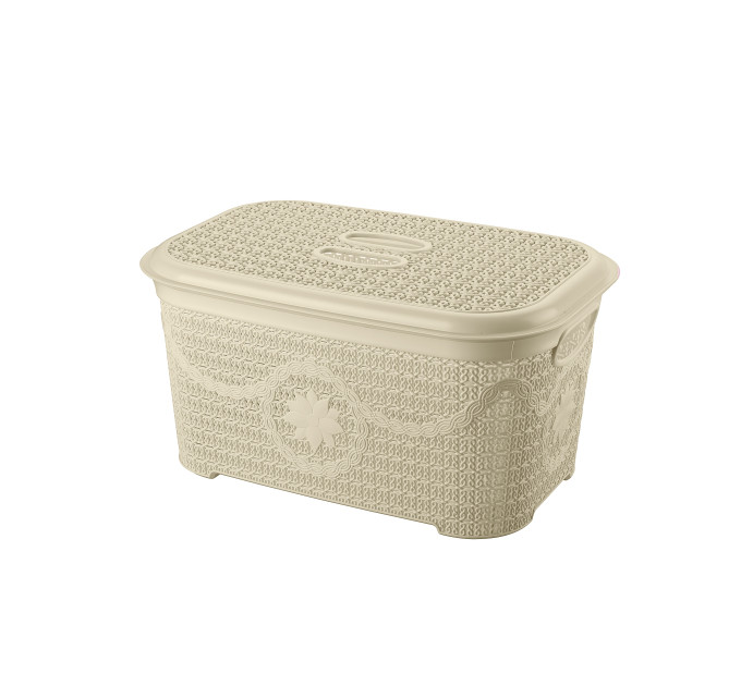 Корзина для зберігання з кришкою ASUDE Plastik 12л, бежевий (ASD165-беж) - фото № 1