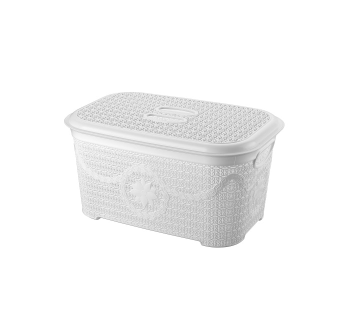 Корзина для зберігання з кришкою ASUDE Plastik 20л, білий (ASD166-біл) - фото № 1