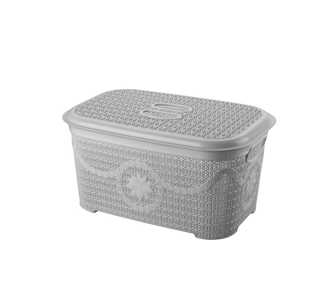Корзина для зберігання з кришкою ASUDE Plastik 6л, сірий (ASD164-сір) - фото № 1