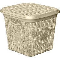Корзина з кришкою глубокая ASUDE Plastik 12л, бежевий (ASD172-беж)