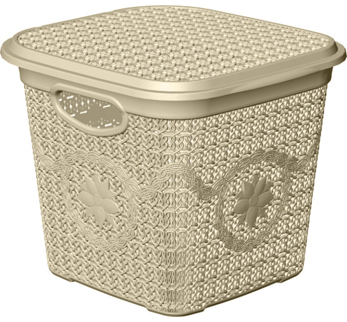 Корзина з кришкою глубокая ASUDE Plastik 12л, бежевий (ASD172-беж) - фото № 1