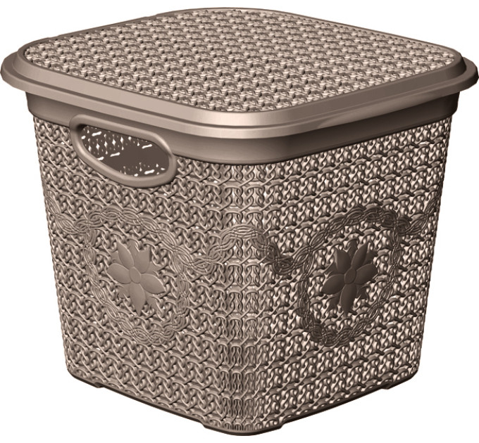 Корзина з кришкою глубокая ASUDE Plastik 12л, коричневий (ASD172-кор) - фото № 1