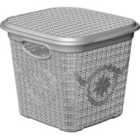 Корзина з кришкою глубокая ASUDE Plastik 12л, сірий (ASD172-сір)