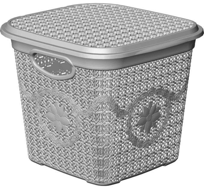 Корзина з кришкою глубокая ASUDE Plastik 12л, сірий (ASD172-сір) - фото № 1