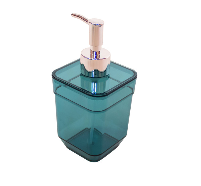 Дозатор для рідкого мила Eco Fabric CUBE, прозоро-бірюзовий (TRL-4023-TT) - фото № 1