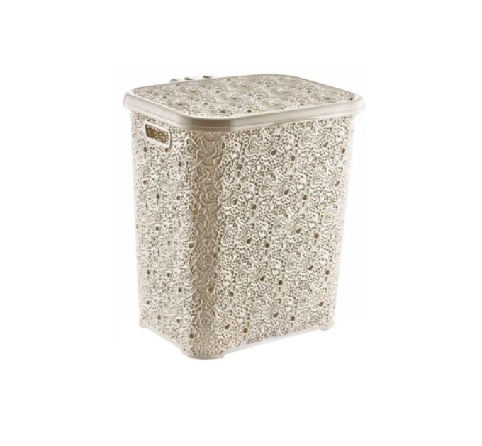 Корзина для білизни OZ-ER Plastik LACY 48л, бежевий (P028-X21) - фото № 1