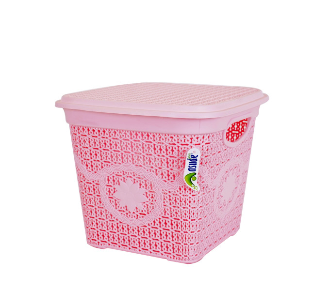 Корзина з кришкою глубокая ASUDE Plastik 12л, рожевий (ASD172-рож) - фото № 1