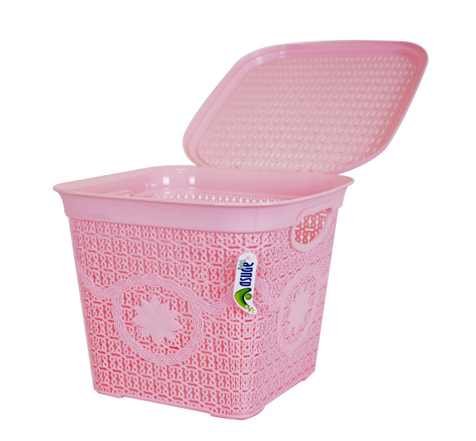 Корзина з кришкою глубокая ASUDE Plastik 12л, рожевий (ASD172-рож) - фото № 3