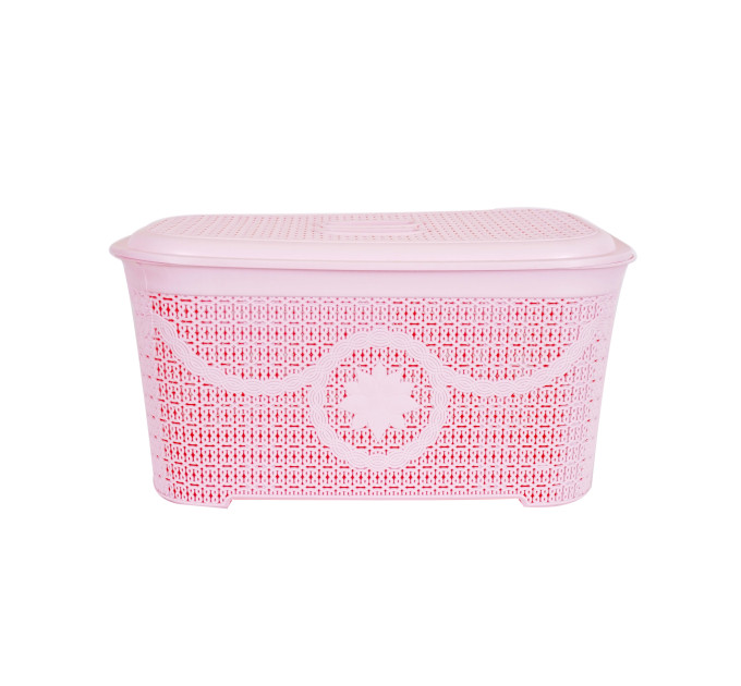 Корзина для зберігання з кришкою ASUDE Plastik 35л, рожевий (ASD167-рож) - фото № 4
