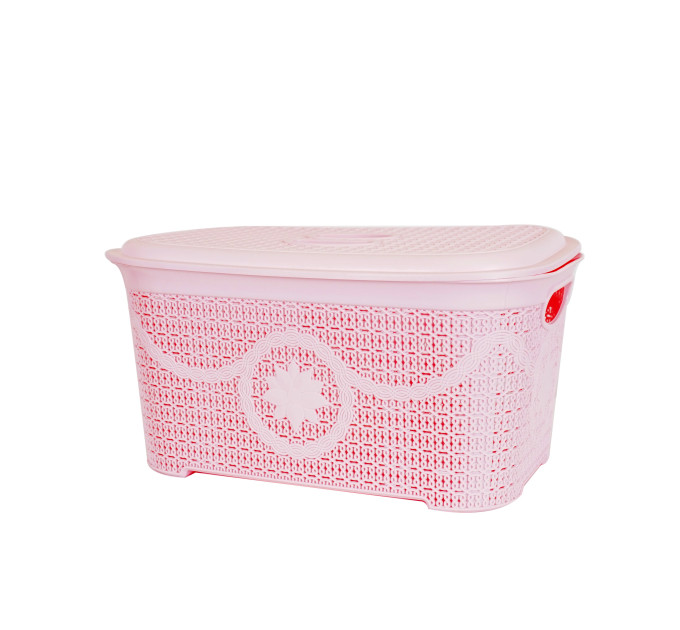 Корзина для зберігання з кришкою ASUDE Plastik 35л, рожевий (ASD167-рож) - фото № 1