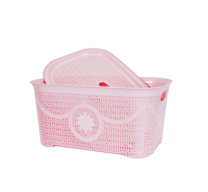 Корзина для зберігання з кришкою ASUDE Plastik 35л, рожевий (ASD167-рож) - фото № 2