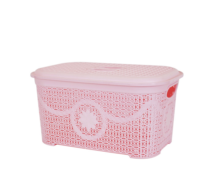 Корзина для зберігання з кришкою ASUDE Plastik 20л, рожевий (ASD166-рож) - фото № 1