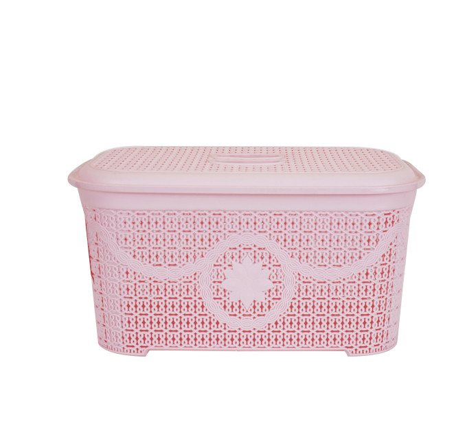 Корзина для зберігання з кришкою ASUDE Plastik 20л, рожевий (ASD166-рож) - фото № 2
