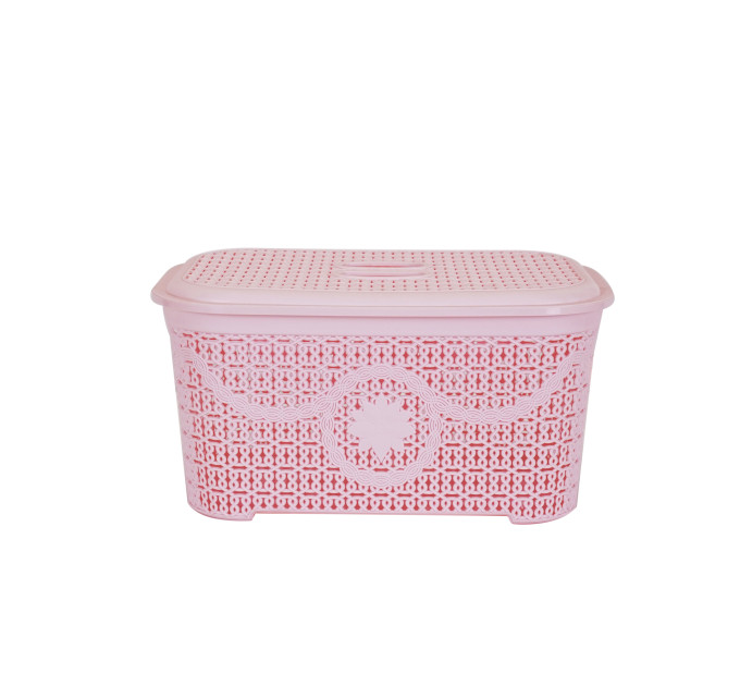 Корзина для зберігання з кришкою ASUDE Plastik 12л, рожевий (ASD165-рож) - фото № 2
