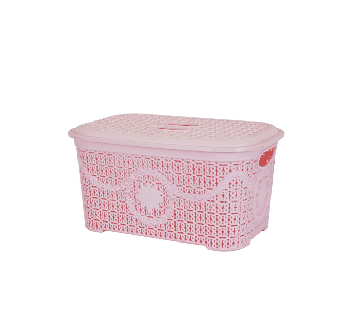Корзина для зберігання з кришкою ASUDE Plastik 12л, рожевий (ASD165-рож) - фото № 1