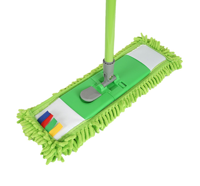 Швабра Eco Fabric з мікрофібри 43см, ручка телескоп. 78-122см, зелений (EF-4026-GR) - фото № 2