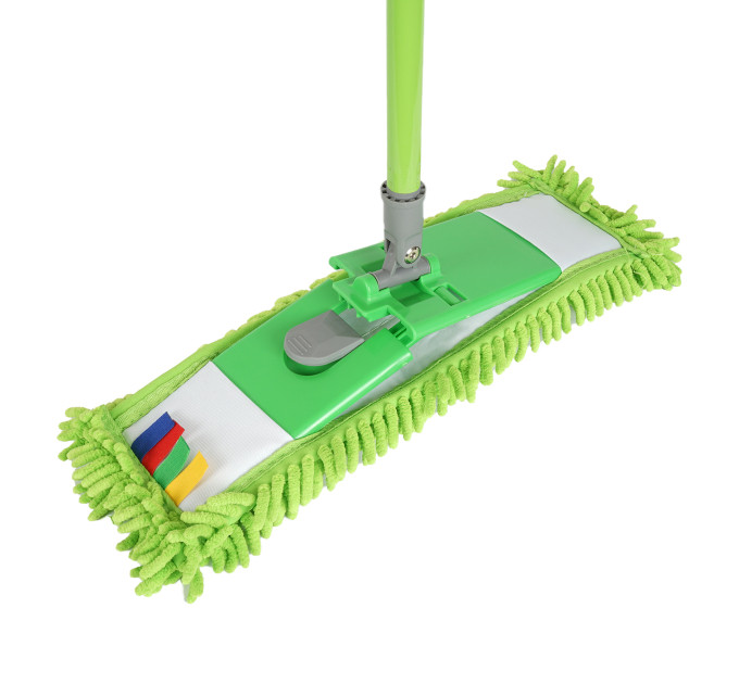 Швабра Eco Fabric з мікрофібри 43см, ручка телескоп. 78-122см, зелений (EF-4026-GR) - фото № 3