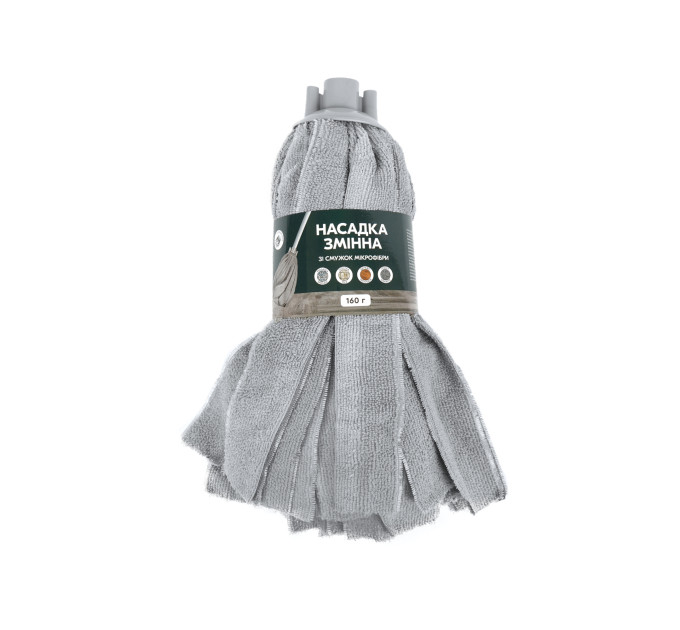 Насадка для швабри Eco Fabric МОП СПІДНИЧКА зі смужок мікрофібри 160г, сірий (EF-0160-MS) - фото № 2