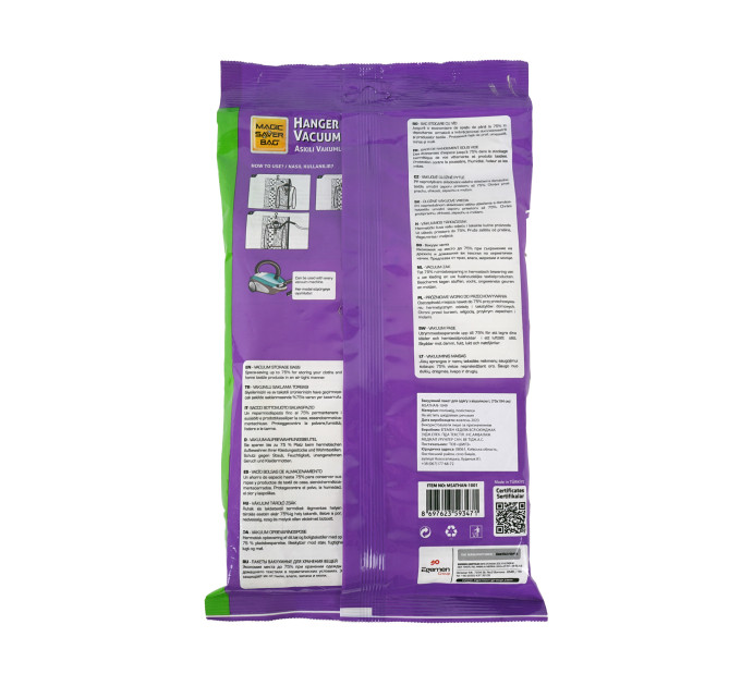 Вакуумный пакет для одежды с вешалкой MAGIC SAVER BAG L 70*104cм (MSATHAN-1049) - фото № 8