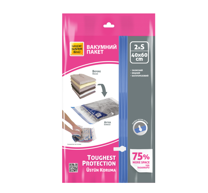 Вакуумний пакет для одягу MAGIC SAVER BAG Roll Up S 40*60 см набір 2 шт (MSATROL-1062) - фото № 7