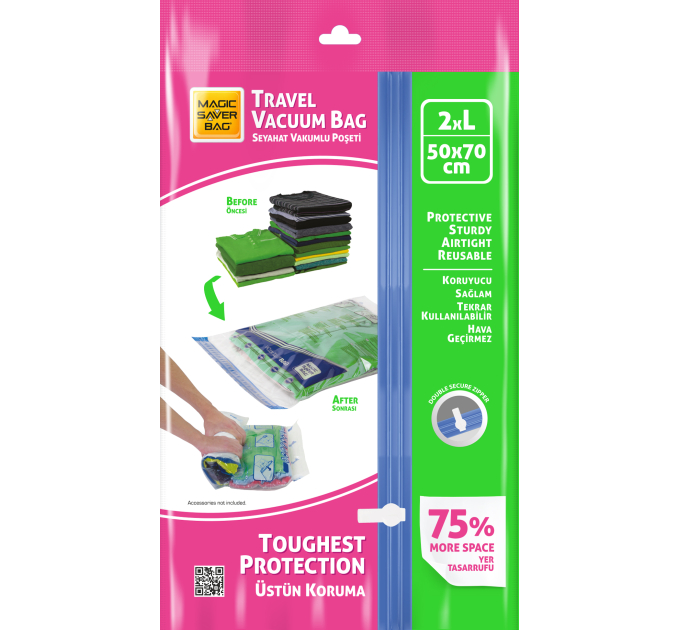 Вакуумний пакет для одягу MAGIC SAVER BAG Roll Up L 50*70 см набір 2шт (MSATROL-1063) - фото № 1
