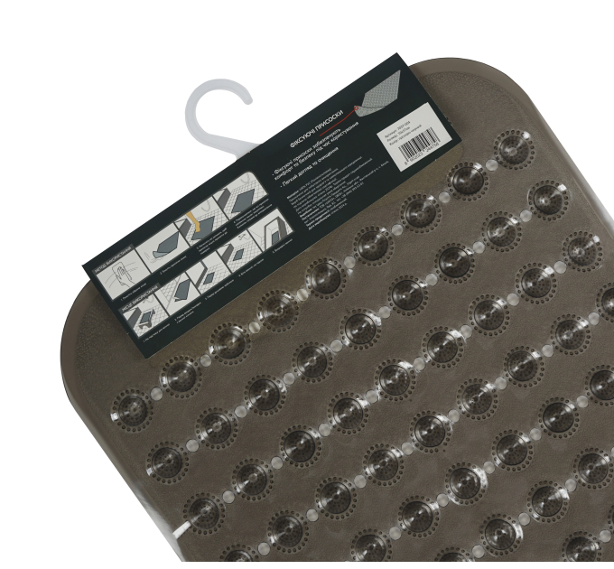 Килимок у ванну кімнату Eco Fabric масажний 70*37см СФЕРИ, прозоро-чорний (7037-004) - фото № 2