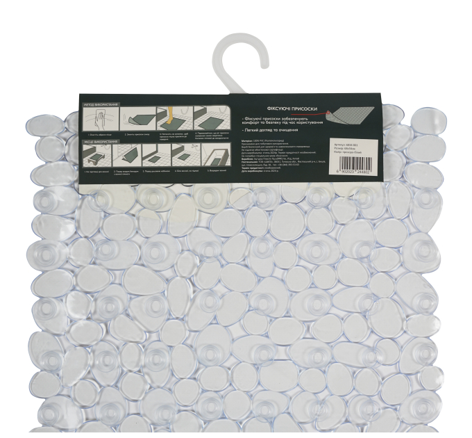 Килимок у ванну кімнату Eco Fabric 68*34см ГАЛЬКА, прозоро-білий (6834-001) - фото № 2
