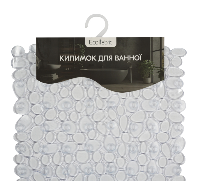 Килимок у ванну кімнату Eco Fabric 68*34см ГАЛЬКА, прозоро-білий (6834-001) - фото № 3