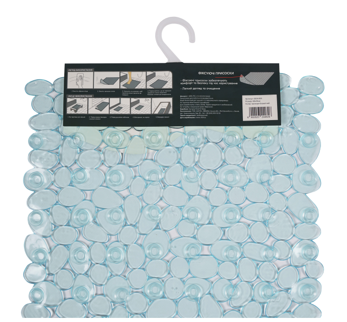 Килимок у ванну кімнату Eco Fabric 68*34см ГАЛЬКА, прозоро-блакитний (6834-003) - фото № 2