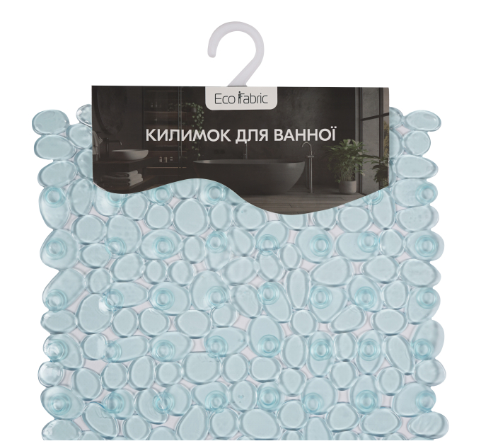 Килимок у ванну кімнату Eco Fabric 68*34см ГАЛЬКА, прозоро-блакитний (6834-003) - фото № 5