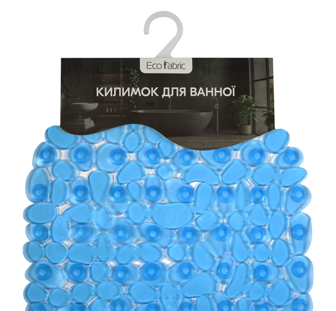 Килимок у ванну Eco Fabric 66*34 см КАМІНЦІ, прозоро-синій (6634-002) - фото № 2