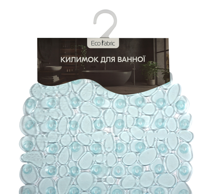 Килимок у ванну Eco Fabric 66*34 см КАМІНЦІ, прозоро-блакитний (6634-003) - фото № 2