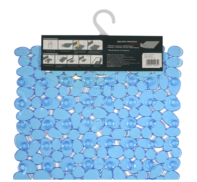 Килимок у ванну Eco Fabric 68*34 см ГАЛЬКА, прозоро-синій (6834-002) - фото № 3
