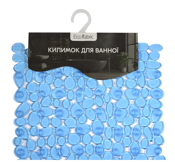 Килимок у ванну Eco Fabric 68*34 см ГАЛЬКА, прозоро-синій (6834-002) - фото № 4