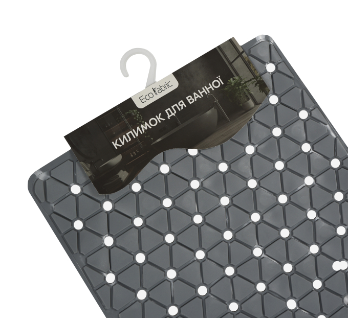 Килимок у ванну Eco Fabric 68*37 см ТРИКУТНИКИ, сірий (6837-012) - фото № 2