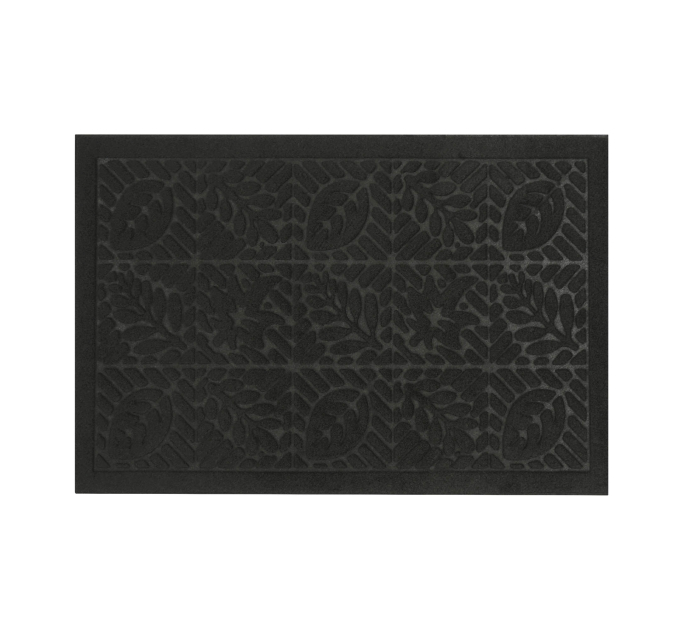 Килимок придверний Eco Fabric 40*60 см ЛИСТЯ без кромки, чорний (4060-006) - фото № 1