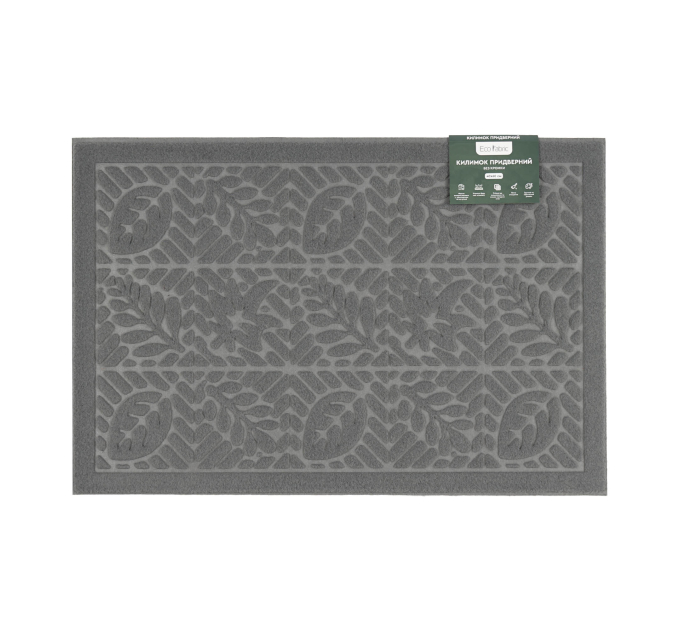 Килимок придверний Eco Fabric 40*60 см ЛИСТЯ без кромки, сірий (4060-007) - фото № 2