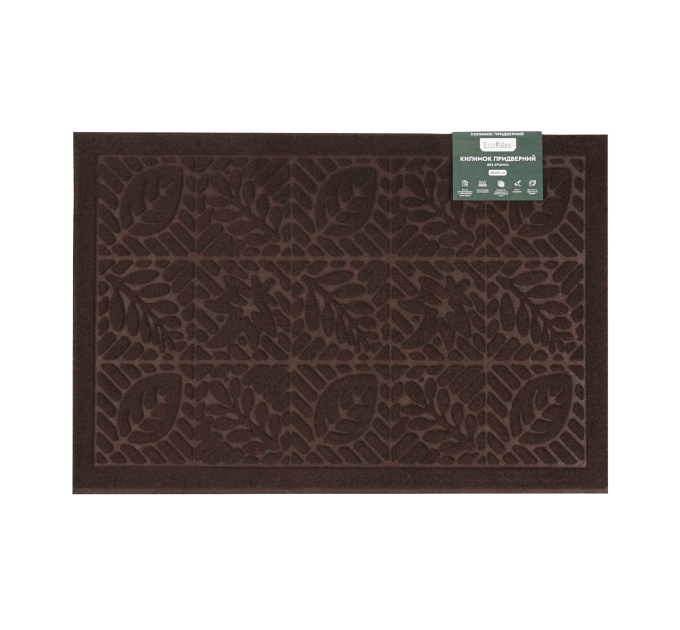 Килимок придверний Eco Fabric 40*60 см ЛИСТЯ без кромки, колричневий (4060-008) - фото № 2