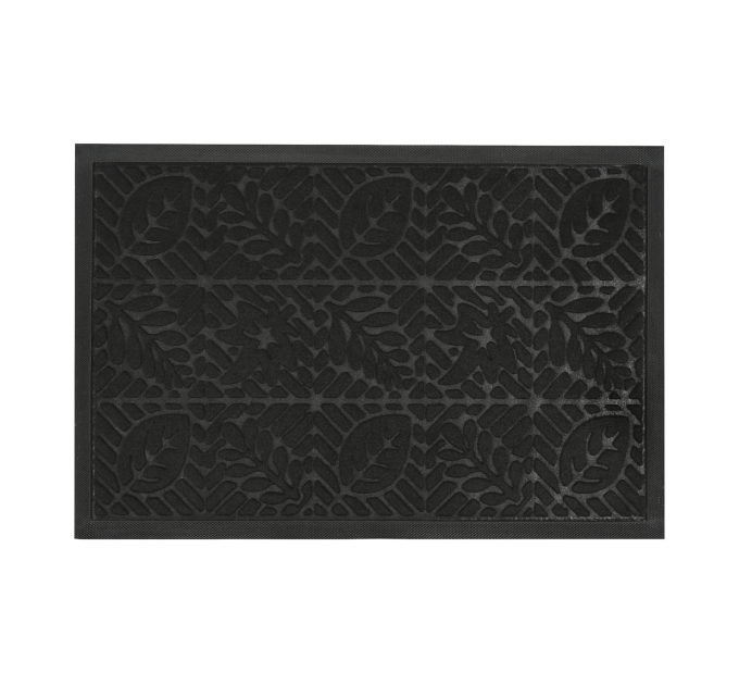 Килимок придверний Eco Fabric 40*60 см ЛИСТЯ з кромкою, чорний (4060-106) - фото № 1