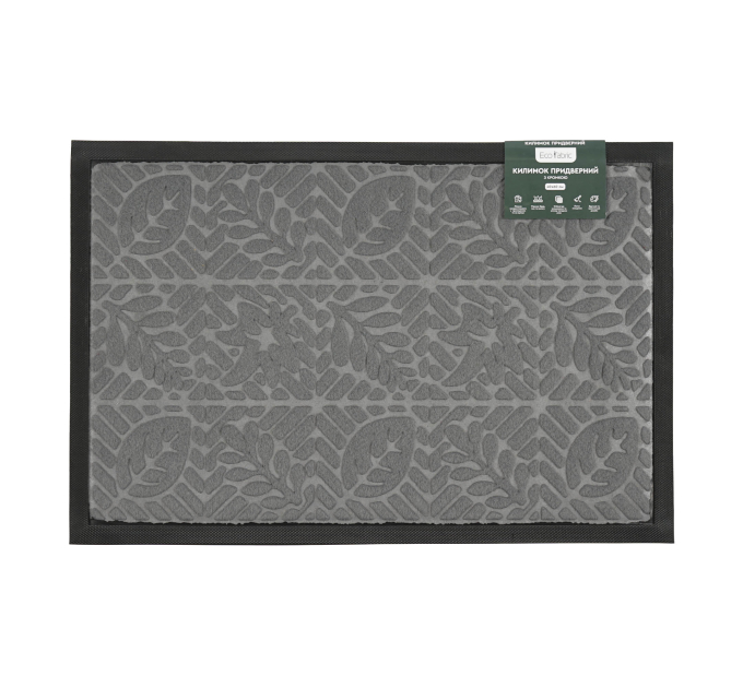 Килимок придверний Eco Fabric 40*60 см ЛИСТЯ з кромкою, сірий (4060-107) - фото № 2