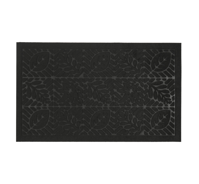 Килимок придверний Eco Fabric 45*75 см ЛИСТЯ без кромки, чорний (4575-004) - фото № 1
