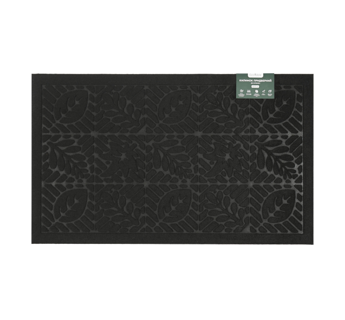 Килимок придверний Eco Fabric 45*75 см ЛИСТЯ без кромки, чорний (4575-004) - фото № 2