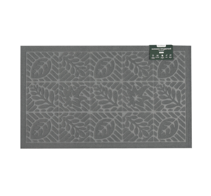 Килимок придверний Eco Fabric 45*75 см ЛИСТЯ без кромки, сірий (4575-005) - фото № 2