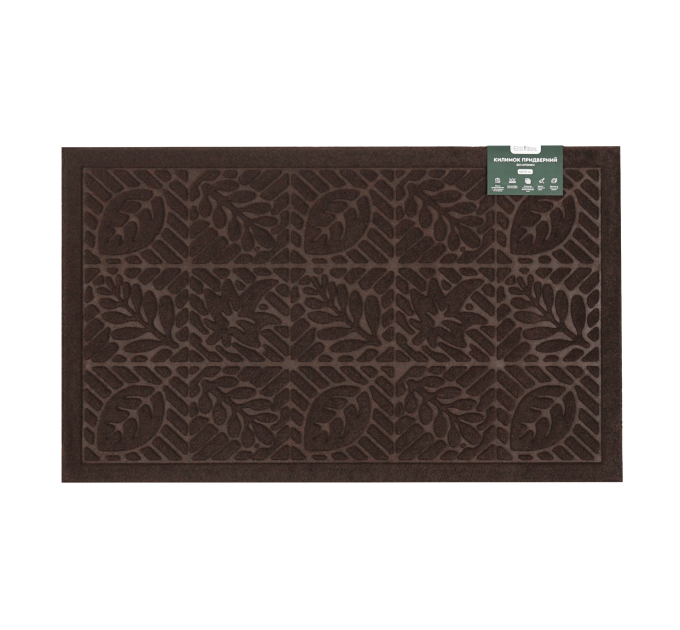 Килимок придверний Eco Fabric 45*75 см ЛИСТЯ без кромки, коричневий (4575-006) - фото № 2